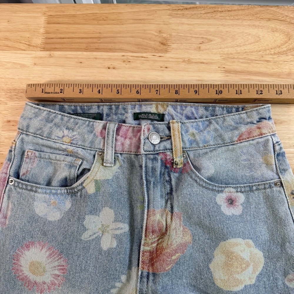 Wild Fable Jeans Women's Blue Floral Denim Light Wash Straight Relaxed Fit -‎ 00 - Picture 11 of 14